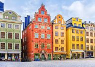 Stockholm, Altstadt, Bunte Häuser in der Altstadt von Stockholm, 'Faszination Ostsee'., Bunte Häuserfassaden in der Altstadt von Stockholm.