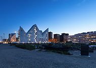 Aarhus, Moderne Architektur in Aarhus bei Abenddämmerung., Moderne Architektur in Aarhus bei Abenddämmerung.