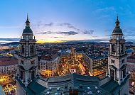 Budapest, Panoramablick auf Budapest bei Sonnenuntergang.
