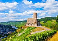 Burgruine Landshut in Bernkastel-Kues, umgeben von Weinbergen.