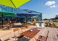 SiebenQuell, Bistro, Sonnenterrasse des Siebenquell® GesundZeitResort Bistros.