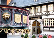 Fachwerkarchitektur am A-ROSA Gothisches Haus in Wernigerode.