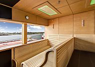 Sauna mit Ausblick auf die See, Sauna mit Meerblick auf der MS Amadea. Entspannung pur.